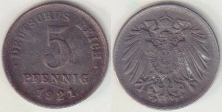 1921 F Germany 5 Pfennig A005648